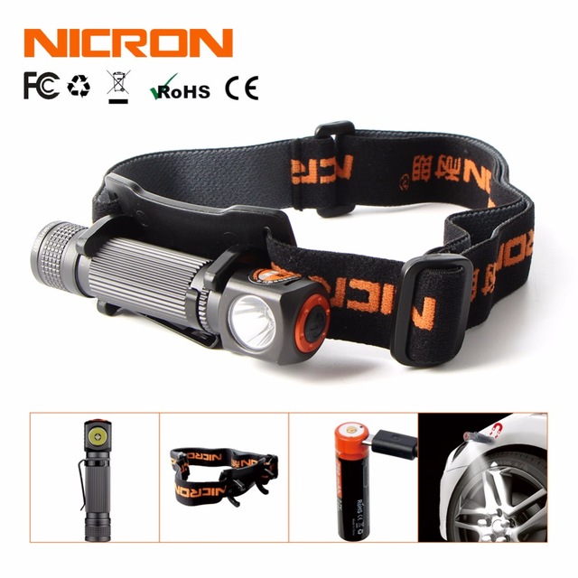Nicron H10R Duel-Fuel Rechargeable Mini Aluminium Head Lamp - Click Image to Close
